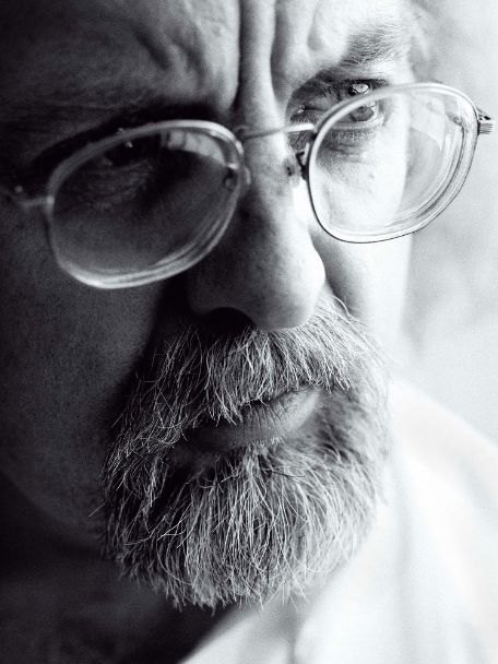 Black-and-white close-up portrait of Brian Ferneyhough
