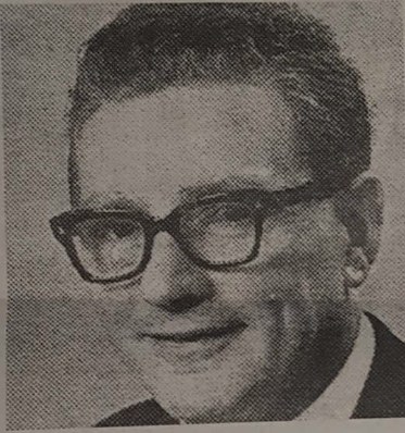 Ernest Fernyhough, wearing glasses, in a newspaper portrait