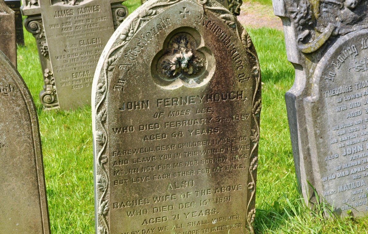 headstone photograph linked to John Thomas Ferneyhough