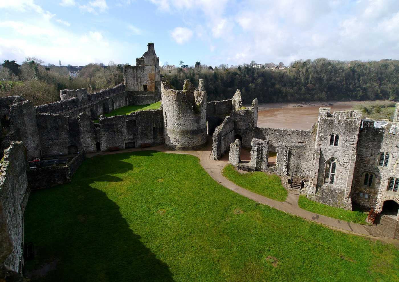 Chepstow Castle ruins above the River Wye