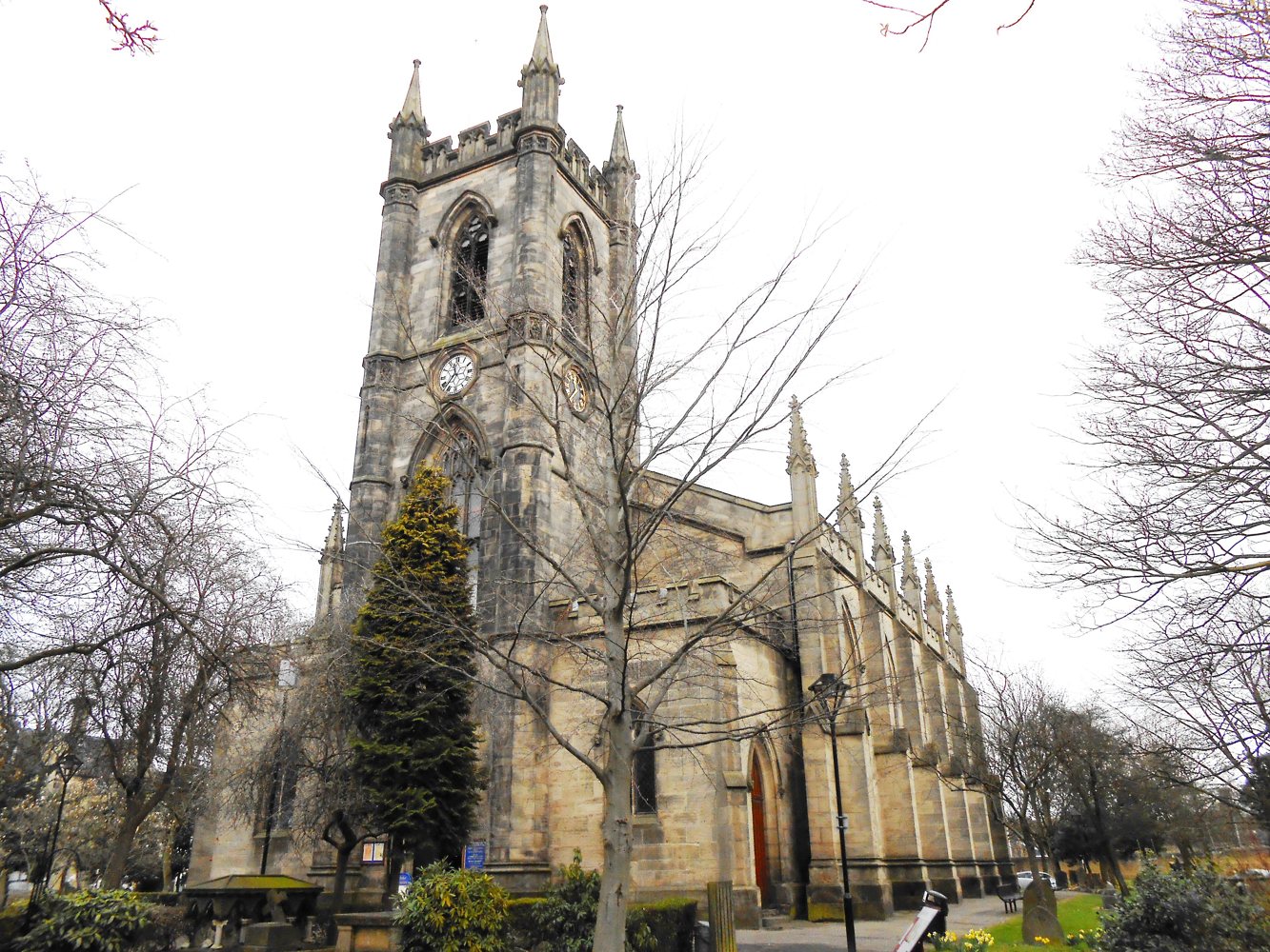 Stoke Minster (Church of St Peter ad Vincula), Stoke-on-Trent: west tower and nave seen from the churchyard