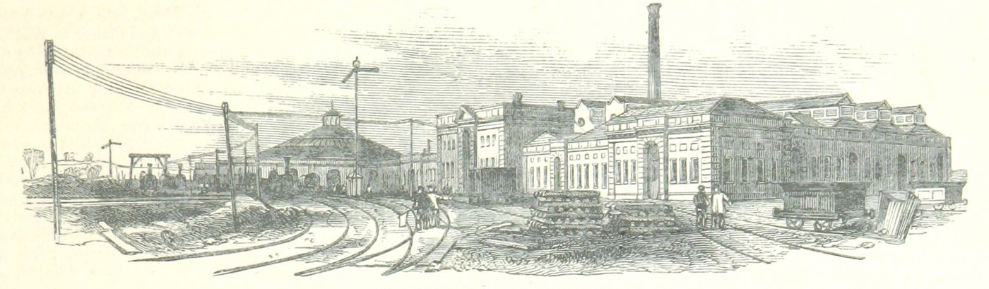 Engraving of the Eastern Counties Railway works at Stratford